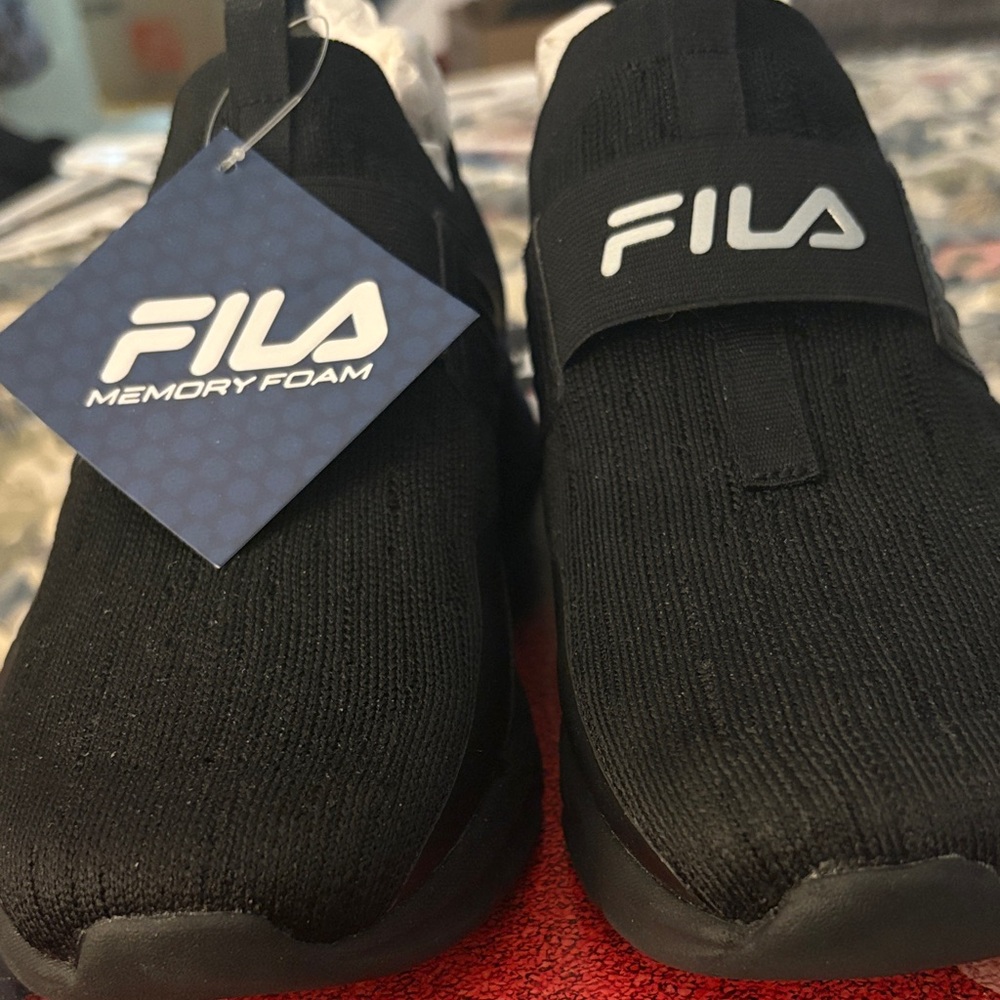 Fila Black Slip-On Running Sneakers memory foam